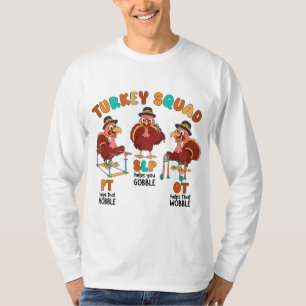 Retro Turkey Squad Thanksgiving SLP OT PT Therapy T-Shirt