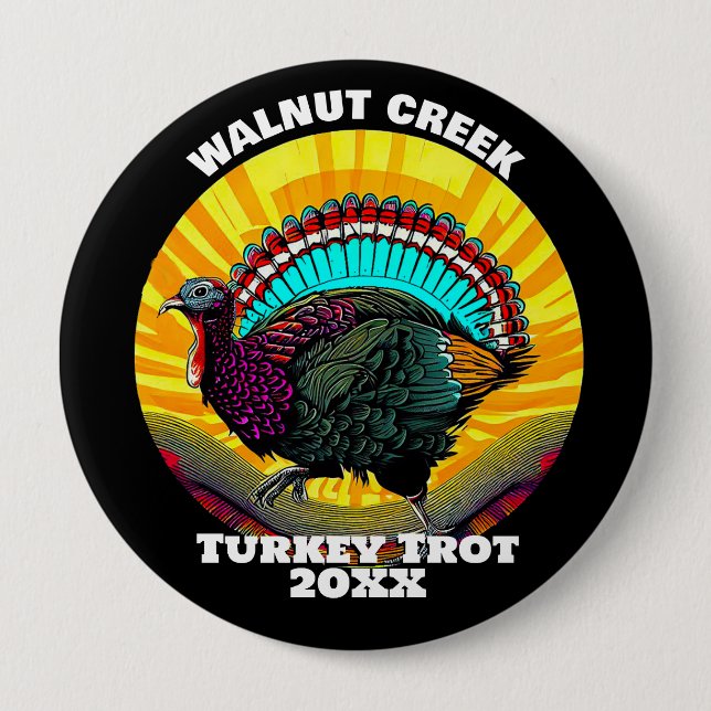 Retro Turkey Trot 10 Cm Round Badge (Front)