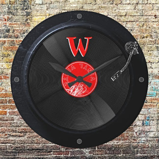 Retro Turntable Clock Monogrammable Vintage Design
