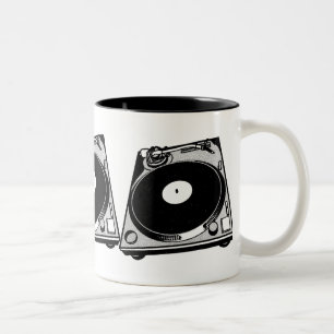 Retro Turntable Graphic in Black Two-Tone Coffee Mug