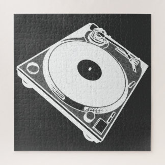 Retro Turntable Graphic in White Jigsaw Puzzle