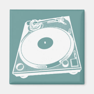 Retro Turntable Graphic in White Magnet