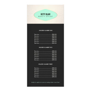 Retro Turquoise and Gold Plaque Price List Menu