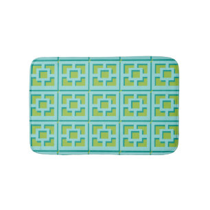 Retro Turquoise and Green Trellis Bath Mat