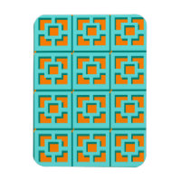 Retro Turquoise and Orange Flexible Photo Magnet
