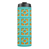 Retro Turquoise and Orange Trellis Thermal Tumbler