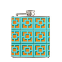 Retro Turquoise and Orange Vinyl Wrapped Flask