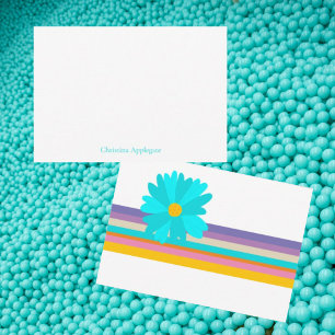 Retro Turquoise Baby Girl Shower Thank You Card