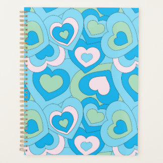 Retro Turquoise Blue Heart Planner