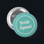 Retro Turquoise Bride Squad Bridesmaid Button<br><div class="desc">Retro design turquoise green and ivory "bride squad" button for your bridesmaids.</div>