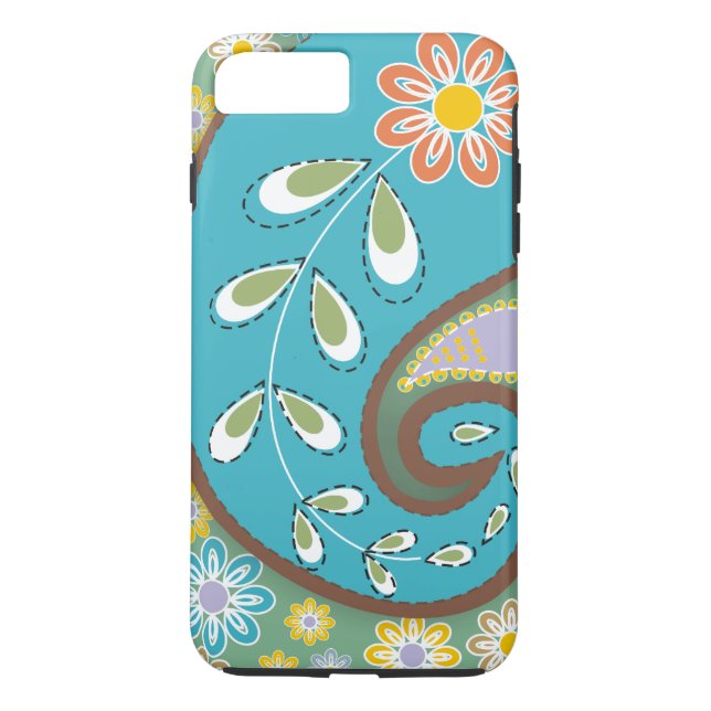 Retro turquoise, brown paisley motif custom Case-Mate iPhone case (Back)