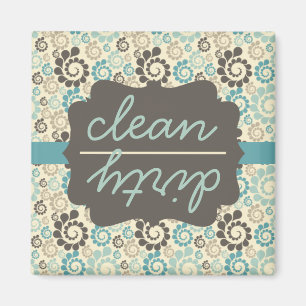 Retro Turquoise Clean Dirty Dishwasher Magnet
