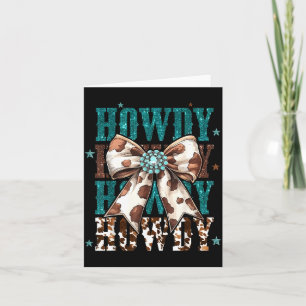 Retro Turquoise Cowhide Howdy Cowgirl Bow Country Card