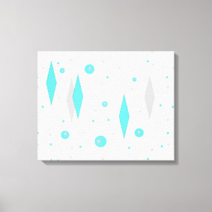 Retro Turquoise Diamond & Starburst Canvas Print