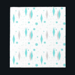 Retro Turquoise Diamond & Starburst Notepad<br><div class="desc">This Retro Turquoise Diamonds and Starbursts Notepad pattern is a new take on a vintage style. It features kitschy, grey starbursts on turquoise polka dots, surrounding geometric, turquoise and grey diamond shapes. Customise the background colour on this mid century modern product if you're feeling daring, or leave it white if...</div>