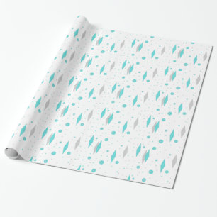 Retro Turquoise Diamond & Starburst Wrapping Paper