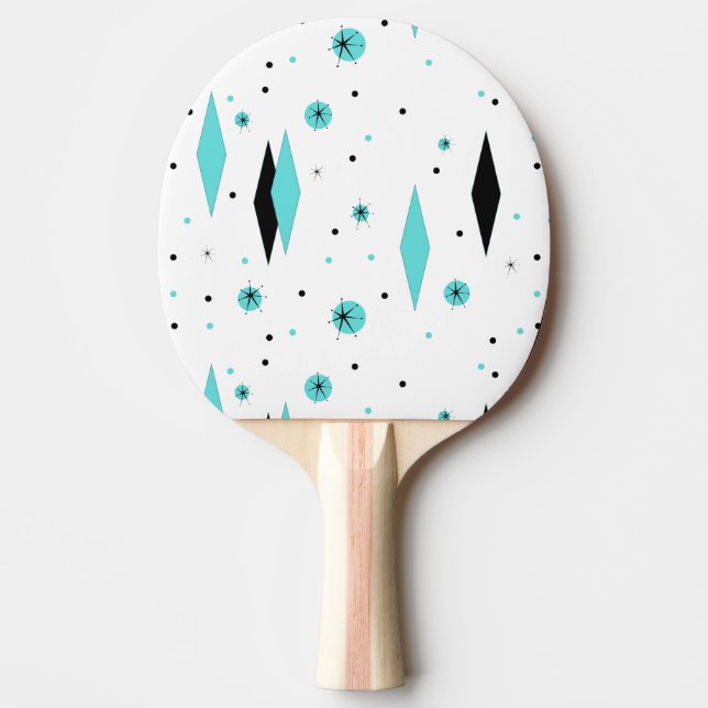 Retro Turquoise Diamonds Ping Pong Paddle (Front)