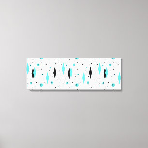 Retro Turquoise Diamonds & Starburst Canvas Print