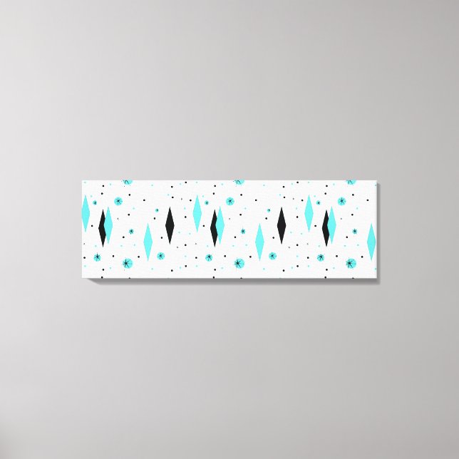 Retro Turquoise Diamonds & Starburst Canvas Print (Front)