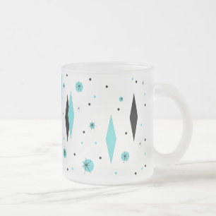Retro Turquoise Diamonds & Starbursts Frosted Mug