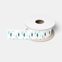 Retro Turquoise Diamonds & Starbursts Satin Ribbon