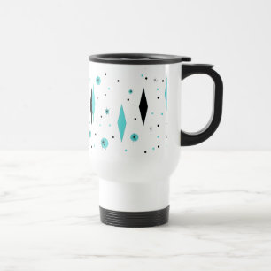 Retro Turquoise Diamonds & Starbursts Travel Mug