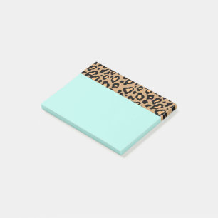 Retro Turquoise Office Leopard Print Post It Notes
