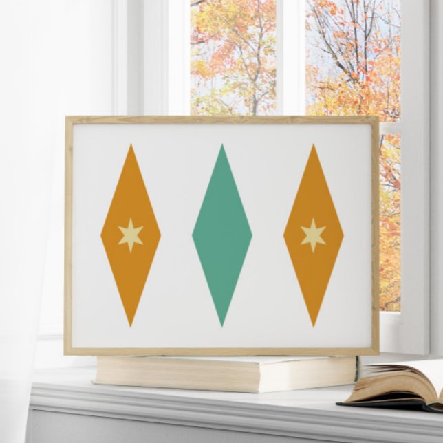 Retro Turquoise Orange Cream Stars Diamonds Poster (Creator Uploaded)