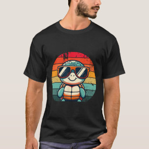 Retro Turtle In Sungles Bbq Pool Party Funny Turtl T-Shirt