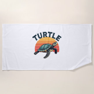 Retro Turtle T-Shirt Beach Towel
