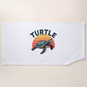 Retro Turtle T-Shirt Beach Towel
