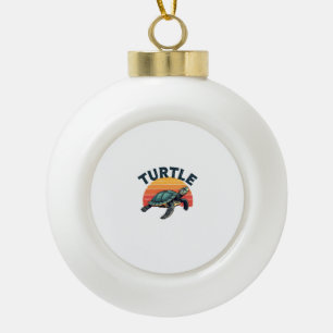 Retro Turtle T-Shirt Ceramic Ball Christmas Ornament
