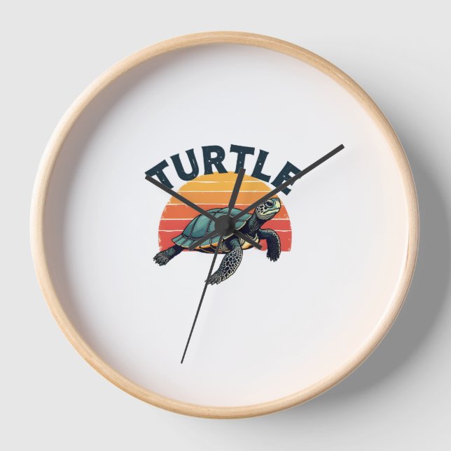 Retro Turtle T-Shirt Clock (Front)