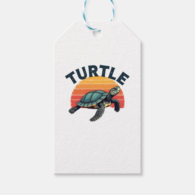 Retro Turtle T-Shirt Gift Tags (Front)
