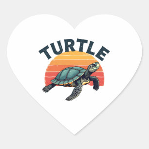 Retro Turtle T-Shirt Heart Sticker