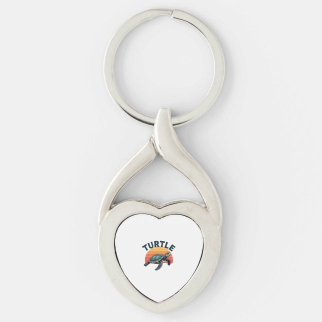 Retro Turtle T-Shirt Key Ring (Front)