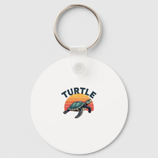 Retro Turtle T-Shirt Key Ring (Front)