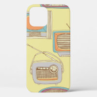 retro tv and radio. seamless pattern