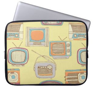 retro tv and radio. seamless pattern laptop sleeve