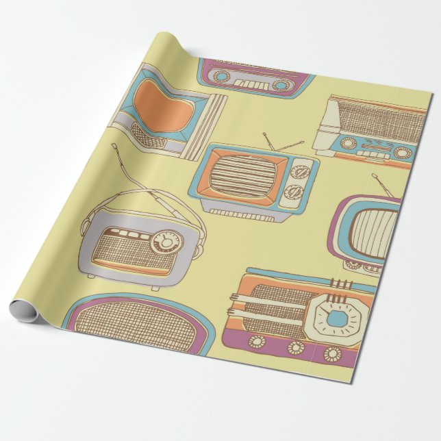 retro tv and radio. seamless pattern wrapping paper (Unrolled)
