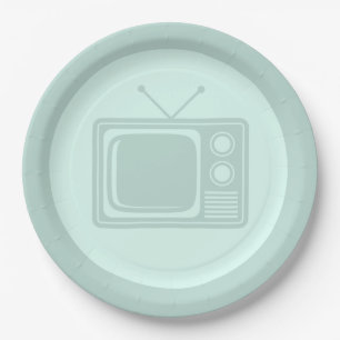 Retro TV CUSTOM COLOR Classic Television Paper Plate