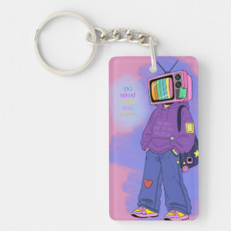 Retro tv dopamine key ring