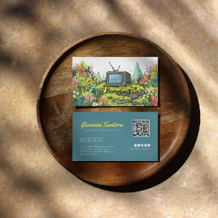 Retro TV Meadow   Creative QR Business Card