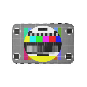 Retro TV no signal illustration. Bath Mat