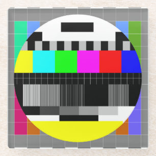 Retro TV no signal illustration. Glass Coaster