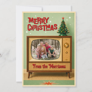 Retro TV Photo Merry Christmas Cards