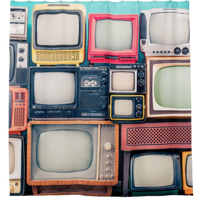 Retro TV receivers set from circa 60s, 70s and 80s Shower Curtain (Front)