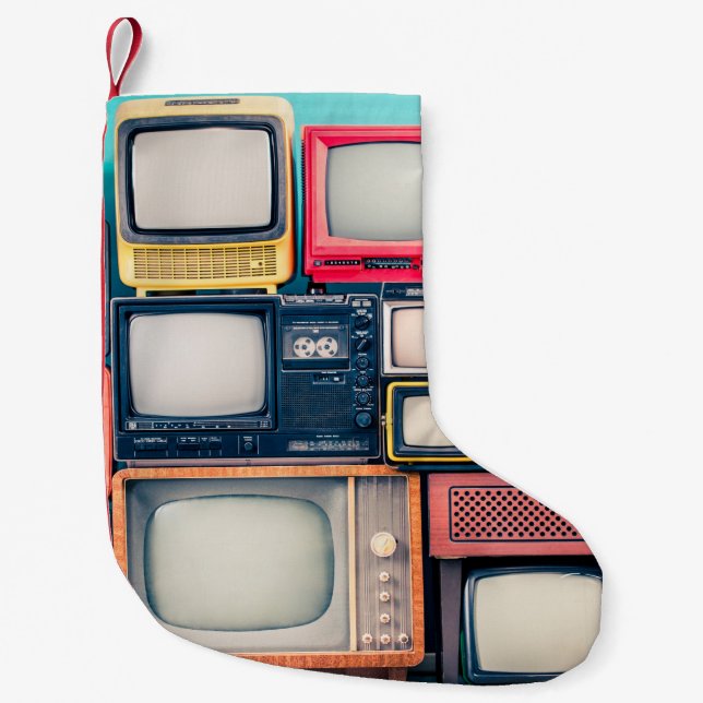 Retro TV receivers set from circa 60s, 70s and 80s Small Christmas Stocking (Front)