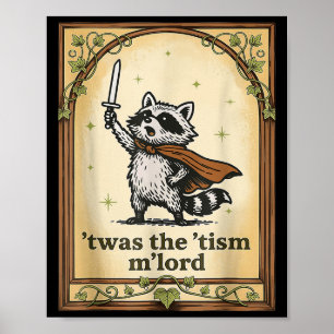 Retro Twas The Tism Mlord Funny Wizard Racoon Aut Poster