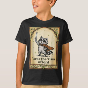Retro Twas The Tism Mlord Funny Wizard Racoon Aut T-Shirt